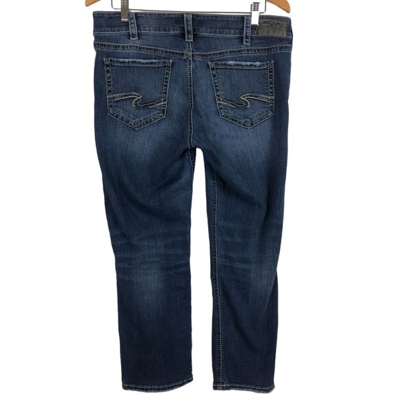 Silver Jeans Co. Elyse Capri W30/L22.5 Mid-Rise Slim Fit Distressed Blue Jeans - Picture 7 of 12